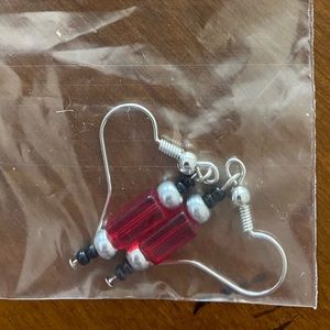 Eloquent. Dainty earrings. Red. Swarovski. Christian artist. Homemade.